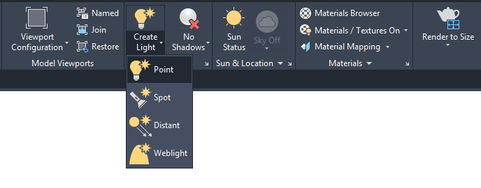 Create a light in AutoCAD 2016